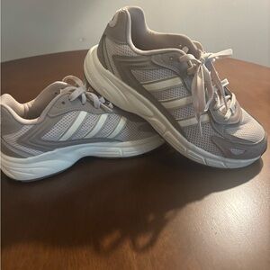 Adidas Women's Taupe and White Sneakers